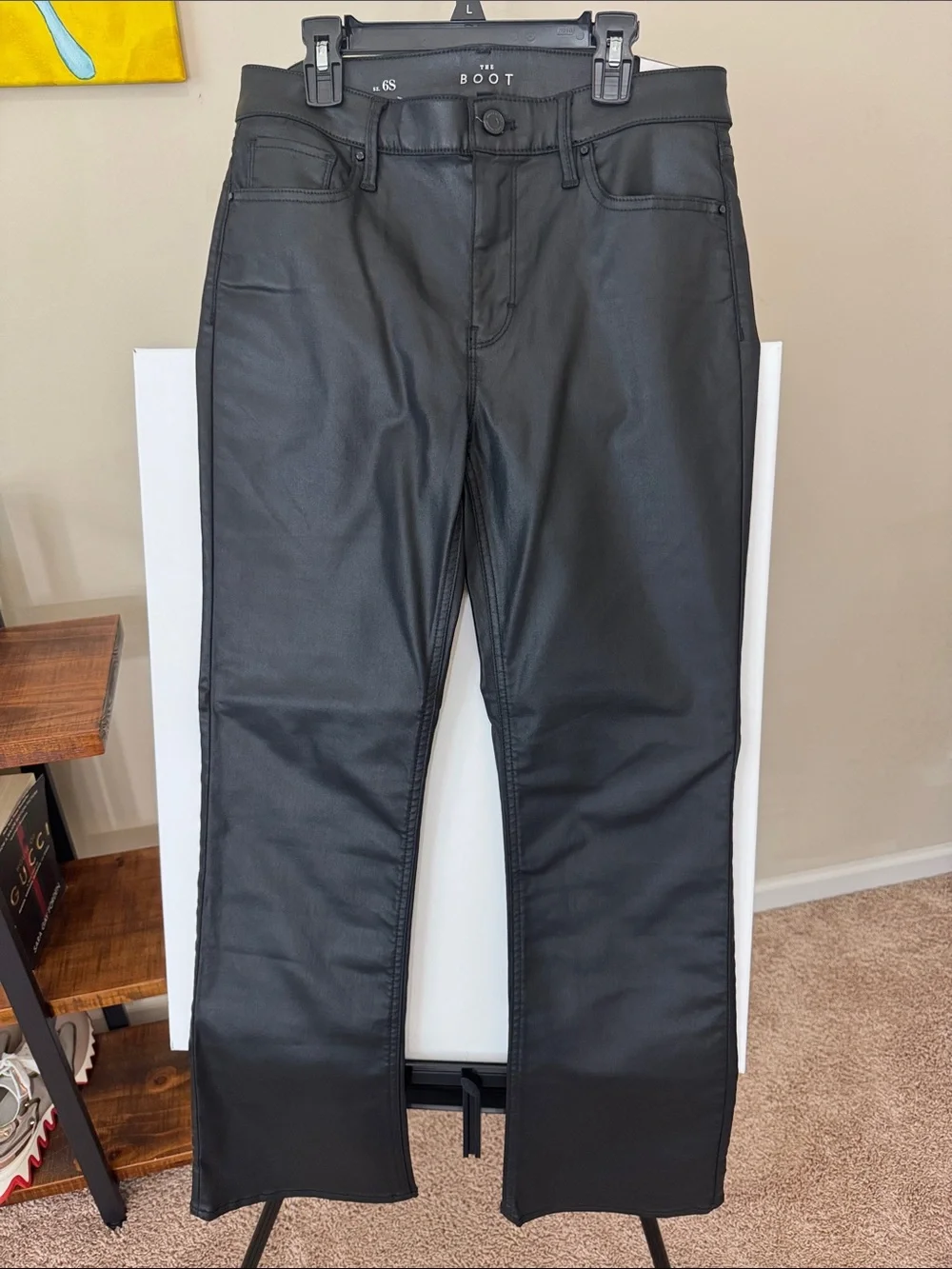 NWT White House Black Market Black Coated High Rise Bootcut Jeans SIZE 6